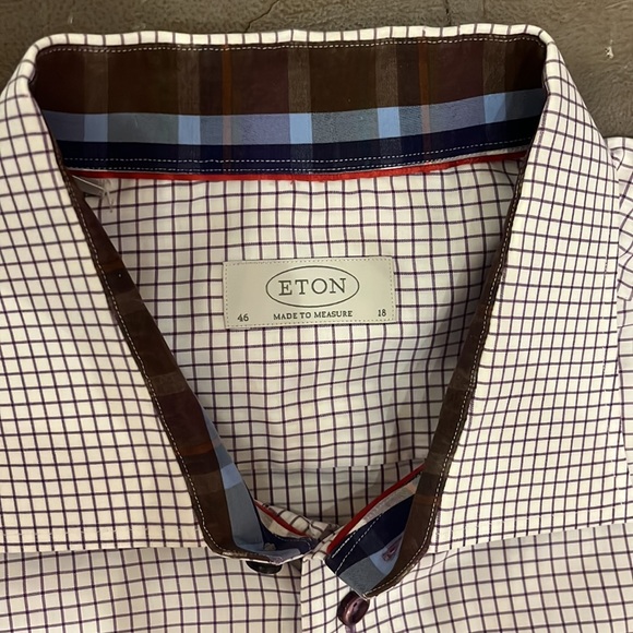 Eton purple plaid men’s size 18/46 dress shirt - Picture 3 of 5
